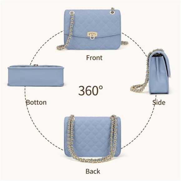 Quilted Crossbody Bags For Women, Blue - Picture 4 of 6